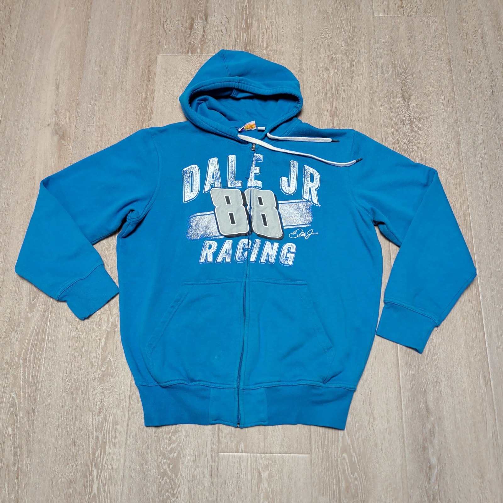 Nascar Dale Jr #88 Racing Full Zip Hoodie Blue Mens Large Graphic Sweatshirt